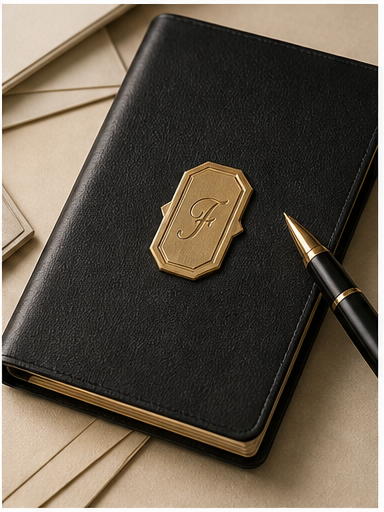Legacy leather notebook and correspondence