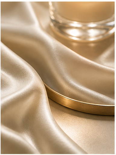 Warm ivory silk and gold edge